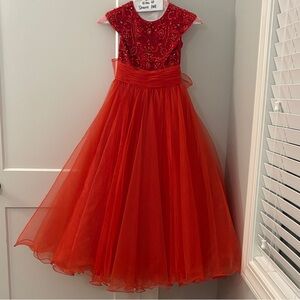 Sherri Hill Red Embellished Pageant Gown for Girls